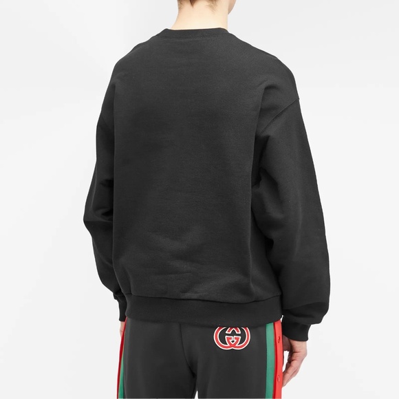 size S Gucci GG Interlocking Logo Crewneck Sweatshirt with embroidery Black - Picture 3 of 9